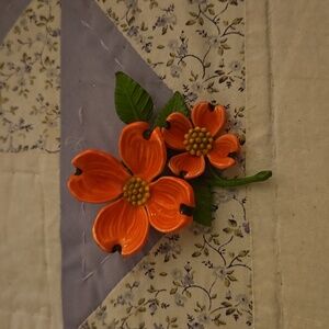 Floral Pink and Green Brooch